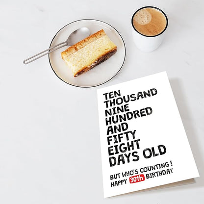 Funny 30th Birthday Card for Him Her, 30 Years Old Birthday Card, Happy 30th Birthday Card, 10958 Days Old But Who's Counting 30th Bday Card