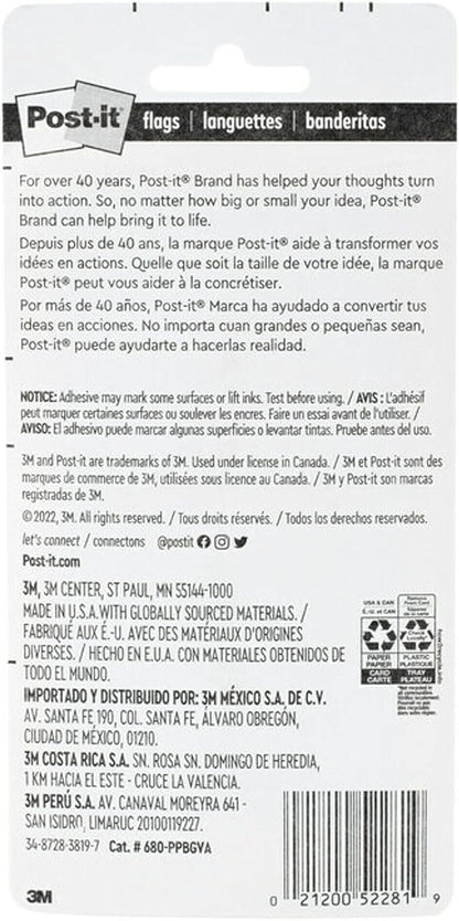 Post-it Flags Value Pack, 50/Dispenser, 4 Dispensers/Pack, 1 in Wide, Assorted Bright Colors, Includes FREE Flags + Highlighter (680-PPBGVA)