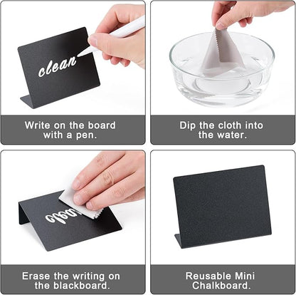 BOOMIBOO 12 Pack 4"x3"Mini Chalkboard Signs, Reusable and Reserved Table Signs, Easy to Write and Wipe Out, Food Labels for Parties - Buffets - Birthdays -Bakery-Table Numbers-Weddings