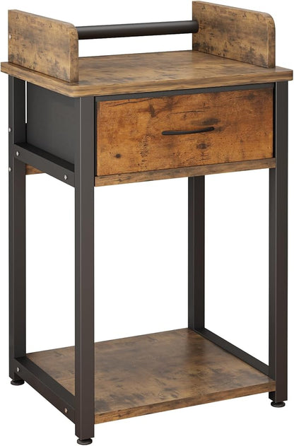 TigerDad Printer Stand with Storage Drawer, Multifunctional Desk Organizer for Fax Machine Scanner Files Utility Carts for Office Supplies, File Cabinet, Space Saving Design for Home Office