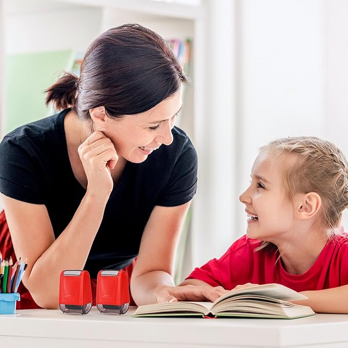 Sherr 2 Handwriting Line Stamp Roller Dashed Handwriting Lines Practice Roller Stamp for Kids, Teachers Kindergarten Education Classroom Back to School Need(2.72 x 2.44 x 1.54 Inch,Red)