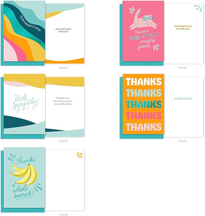 American Greetings 10-Count All Occasions Card Bundle with Envelopes- Congrats, Baby, Wedding, Support, Friendship, Sympathy, and Thank You