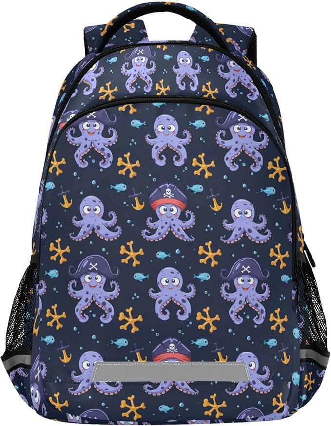 MNSRUU Laptop Backpack with Chest Strap, Octopus School Backpack, Travel Hiking Backpack for Boys Girls Teen Adult, Rucksack, Knapsack