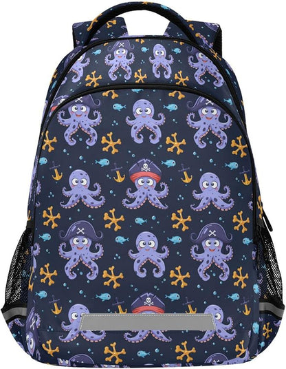 MNSRUU Laptop Backpack with Chest Strap, Octopus School Backpack, Travel Hiking Backpack for Boys Girls Teen Adult, Rucksack, Knapsack
