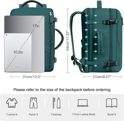 Large Backpack for Traveling Women Men, Flight-approved Carry-on Travel Backpack Bag, Personal Item Backpack Luggage on Airplanes, Travel Essentials, Peacock Blue