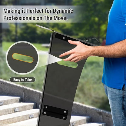 Acrylic Podium Stand，49“ Tall Portable Podium with Lockable Wheels, Black lecterns & Podium with Storage Shelf for Classroom, Pulpit Podium for Church,Wedding,Presentation