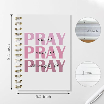 Prayer Journal, Pink Preppy Notebook - Pray on It Pray over It Pray Through It, Christian Gifts Journal, Daily Prayer Journal, Christian Journal, Christian Notebook for Women, 5.5x8.3 Inches