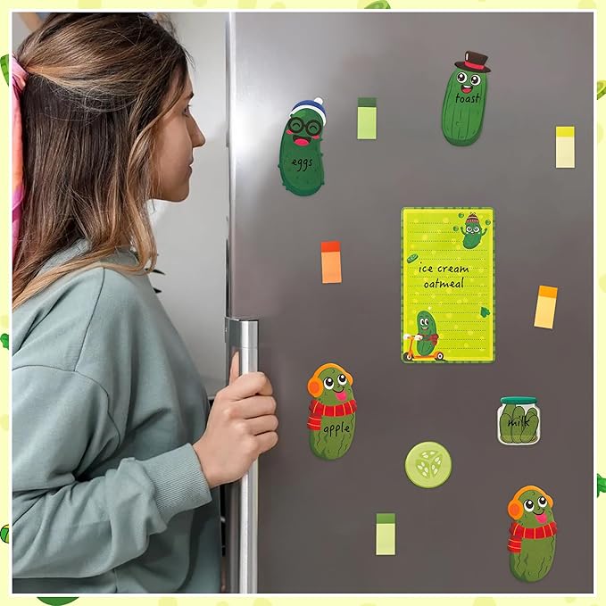 B1ykin Sticky Notes Set - Cartoon Theme Cute Self-Stick Notes Pad Teacher Appreciation Gifts， Self-Adhesive Writing Memo Pages Sticky to Do Notepad for Kids Employee School Office (Pickles)