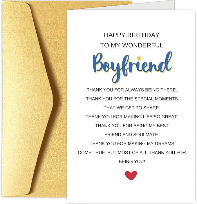 Chenive Romantic Poem Birthday Card for Boyfriend
