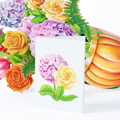 Airpark Paper Flower Pop Up Cards, 12'' Rose Hydrangea Bouquet, Paper Flowers 3D Greeting Cards with Blank Note Card & Envelope for Birthday, Annivesary, Easter Cards Gifts for Women Kids