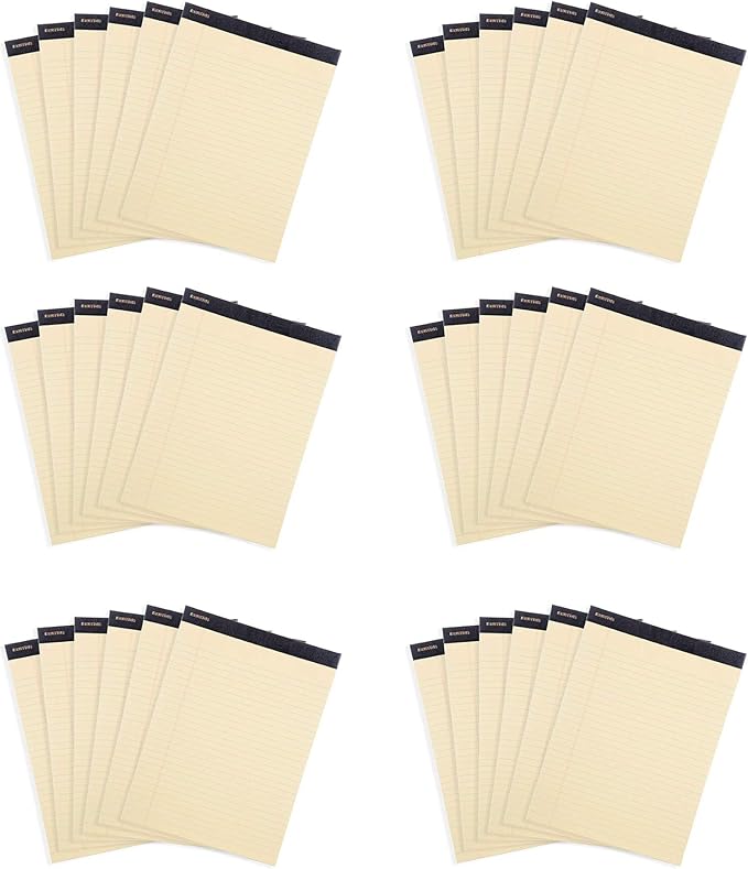Mintra Office Legal Pads, ((xPremium, 8.5in x 11in, Wide (Canary), 36pk (6-6pks)), Wide Ruled, 50 Sheets per Notepad, Micro perforated Writing Pad, Notebook Paper for School, College, Office, Work