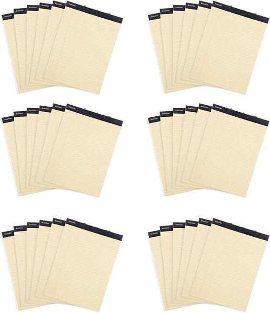 Mintra Office Legal Pads, ((xPremium, 8.5in x 11in, Wide (Canary), 36pk (6-6pks)), Wide Ruled, 50 Sheets per Notepad, Micro perforated Writing Pad, Notebook Paper for School, College, Office, Work