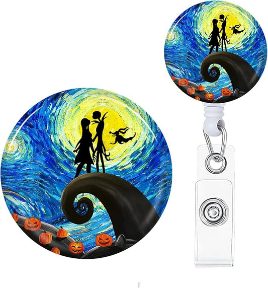 Halloween Badge Reels Holder Retractable with ID Clip for Nurse Name Tag Card Nursing for Doctor Teacher Student Employee Office Medical Work