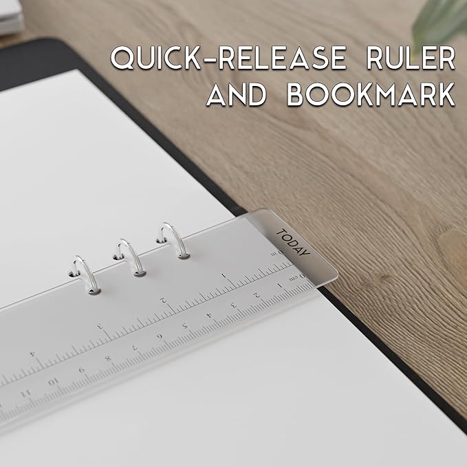 A5 Blank Paper 6-Hole Punched Accessory Kit - 50 Sheets, Ruler, Dividers, and Tab Stickers. 100 GSM, 148mm x 210mm (5.83" x 8.27")