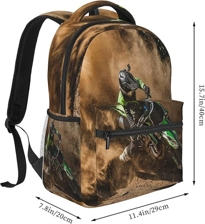 Motocross Dirt Bike Backpack Travel Laptop Backpacks Ruckasck Book Bags School Bag for Boys Girls Kids Childrens Teenager Men Women