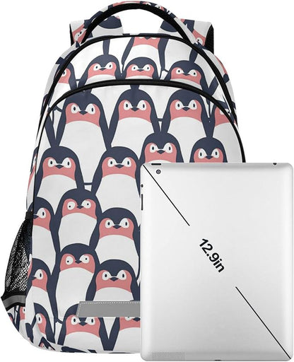MNSRUU Laptop Backpack with Chest Strap, Cute Penguin School Backpack, Travel Hiking Backpack for Boys Girls Teen Adult, Rucksack, Knapsack