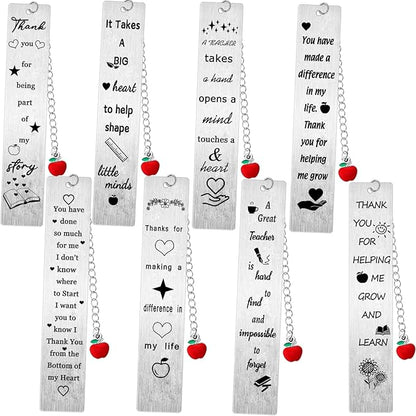 8PCS Teacher Thank You Gifts Bookmark Appreciation Bookmark Gifts Teacher Appreciation Presents for Birthday Teacher’s Day Retirement Graduation Back to School Gifts (Teacher)