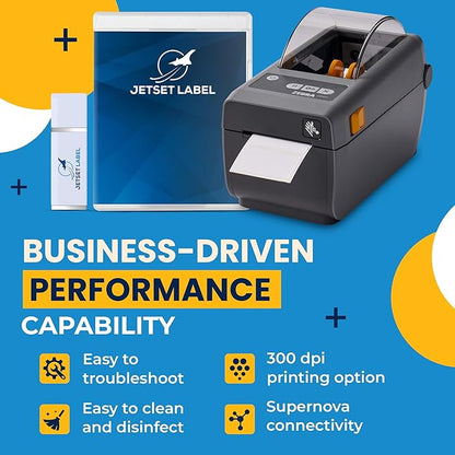 Zebra ZD411 (Zebra ZD410 Replacement) Direct Thermal Zebra Label Printer | 203 DPI | ZD4A022-D01M00EZ | USB, USB Host, Modular Connectivity Slot, BTLE5, EZPL | 2 in Width | Includes Jetset Software