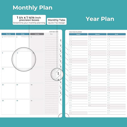 Weekly Monthly 2026 Planner (Jan.26-Dec.26),11.5"x8.5",12 Months Agenda Plan with Month Tabs & Pocket,Expenses/Note Pages, Appointment Book Calendar with Vegan Leather Cover,Light Blue