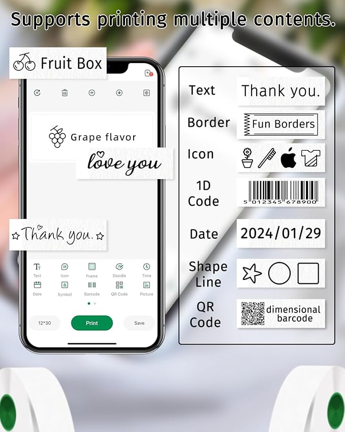 iEager Label Maker Tape, 15mm x 6m, White Continue Sticker Thermal Paper, Household Storage Labels for D30 Label Maker, Self-Adhesive Label Tape, Set of 3