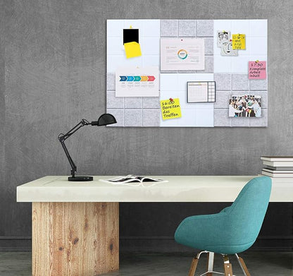 Large 11.8"x11.8" Felt Board Tiles for Wall with 30 Push Pins, Pack of 6 Pin Board Notice Boards for Home Office Kitchen, Bulletin Board Wall Tiles for Photos Memos