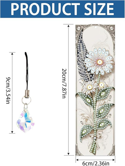 4-Piece 5D Diamond Painting Floral Bookmarks Set, DIY Craft Kit with Colorful Rhinestones, Flower Design Diamond Art Craft Bookmarks with Tassels, Ideal for Adults, Great Gift for Book Lovers