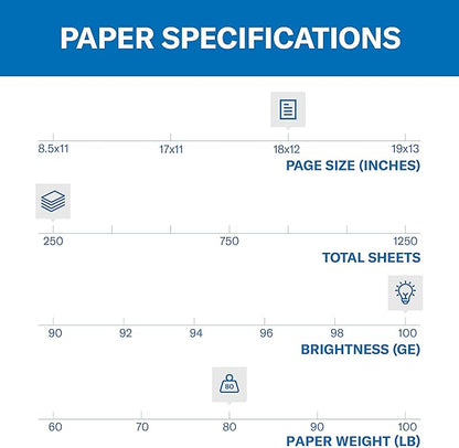 Hammermill Cardstock, Premium Color Copy, 80 lb, 18 x 12-1 Pack (250 Sheets) - 100 Bright, Made in the USA Card Stock, 133200R, White
