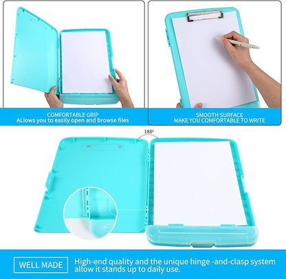 Clipboard with Storage, Large Capacity Nursing Clipboards with Low Profile Clip, Heavy Duty Plastic Storage Clipboard with Pen Holder, Side-Opening, Multifunctional Clipboard Case for Writing