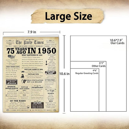 Jumbo 75th Birthday Card for Women Men,Vintage Birthday Decoration Gifts for 75 Years Old Mom Dad,Back in 1949 Birthday Gifts Card for Grandma Grandpa