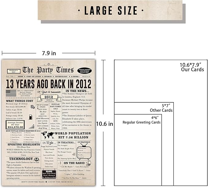 Ziwenhu Happy 13th Birthday Card Gifts for Daughter Son,Vintage 13 Year Old Birthday Decorations for Girls Boys,13th Bday Card for Women Men or Nephew, Niece, Brother, Sister