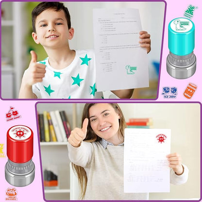 Yinder 24 Pcs Teacher Stamps for Classroom Self Inking Classroom Stamps Bulk for Teachers Elementary Colorful Motivational Encouraging Gifts(Cute Animal)