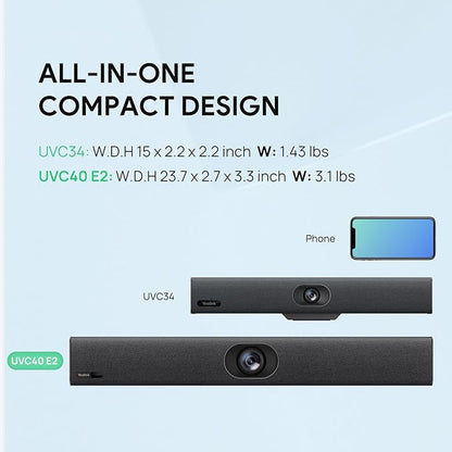 Yealink UVC40 E2 USB Conference Room Camera System 4K Video Conference Camera 120° Wide-Angle Lens 8 Microphone 5W High-Fidelity Speaker Auto Framing Speaker Tracking Compatible with Microsoft, Zoom
