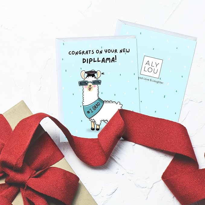 ALY LOU Graduation Card Funny for Him/Her, Congratulations Grad Card for Students Son Daughter, College High School University Greeting Cards (Dipllama)