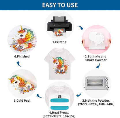 JOYCUT DTF Transfer Film - A4（8.3"×11.7"）60 Sheets Double-Sided Matte Finish, DTF Film for Sublimation and DTF Inkjet Printer, Direct to Film Transfer Paper for T-Shirts