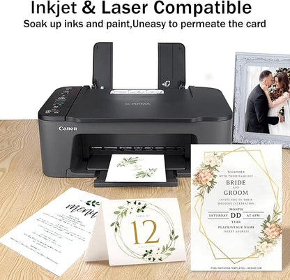 24 Sheets White Cardstock 8.5 x 11 Thick Paper, Goefun 80lb Card Stock Printer Paper for Invitations, Menus, Wedding, DIY Cards