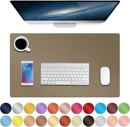 Boutilon Leather Desk Pad 24"x 14" Non-Slip Mouse Pad,Office Desk Mat,Waterprooft PU Leather Desk Blotter,Desk Pad Protector,Desk Writing Pad for Home Office Decor (S-Dark Apricot)