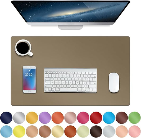 Boutilon Leather Desk Pad 24"x 14" Non-Slip Mouse Pad,Office Desk Mat,Waterprooft PU Leather Desk Blotter,Desk Pad Protector,Desk Writing Pad for Home Office Decor (S-Dark Apricot)