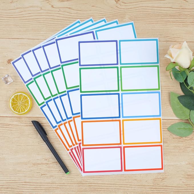 Utron 500Pcs Name Labels, 3.5x2.25 inch Blank Nametags, Sticky Name Tags for Whiteboards Locker Fridge School Office Home 10 Colors