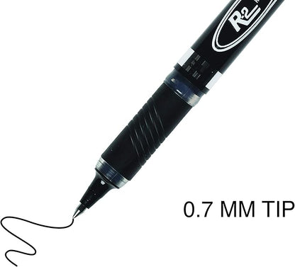 Inc. R2 Rollerball Pens - 0.7 mm Medium-Point Pen Set With Comfort Grip for School, Office, Writing, and Journaling, 12 Pack, Black Ink
