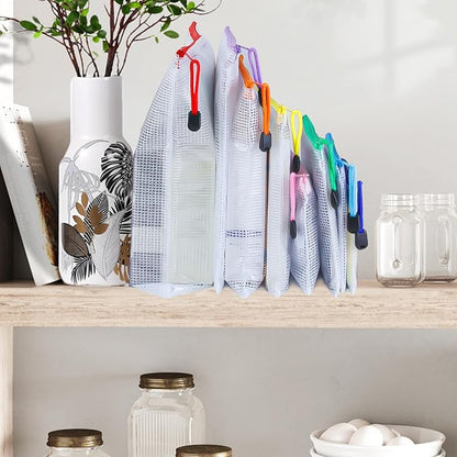 32pcs Mesh Zipper Pouch Bags, 8 Sizes Zipper Pouch, Mesh Bags With Zipper, Plastic Zipper Pouches, 8 Colors Zipper Pouches for Organizing, Board Game Storage, Travel, School Office Organize