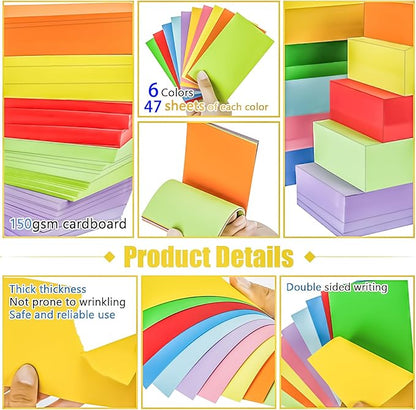 MotBach 280Pcs 3x5 Inch Blank Colorful Index Cards Colored Flash Cards, Assorted Neon Colored Notecards Study Cards, Index Flash Note Cards for Office Home School Learning Note Taking To Do List
