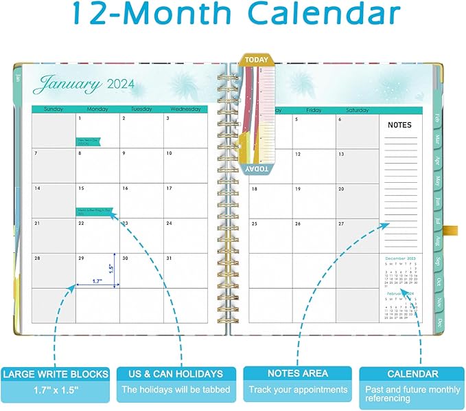 Weekly Planner Spiral Bound Jan. - Dec. 2024 Monthly Planners 2024-2025 8.5 x 11