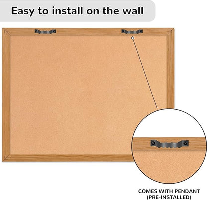Dry Erase Monthly Calendar Board for Wall, 17"x13" Hanging Board, Magnetic White Boards, Rustic Brown Wood Frame White Board Cork Board Combo, Calendar Bulletin Board for Kitchen Planner Memo Office