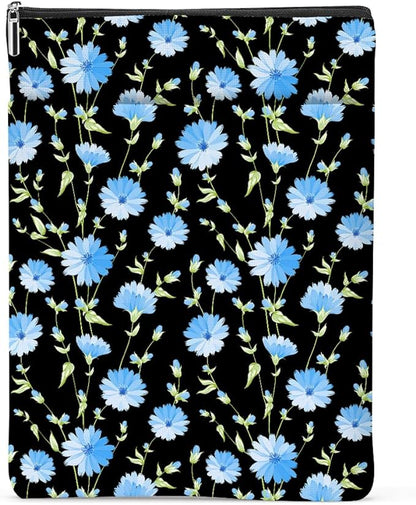 Blue Flower Pattern Book Lovers Gifts Waterproof Book Sleeve Book Pouch Book Protector with Zipper and Front Pocket BookCover Case for Women Best Friend Grandma Book Accessories Book Club Gifts