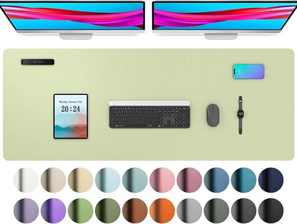 Aothia Leather Desk Pad Protector, Office Desk Mat, Large Mouse Pad, Non-Slip PU Leather Desk Blotter, Laptop Desk Pad, Waterproof Desk Writing Pad for Office and Home (48"x17", Grass Green)