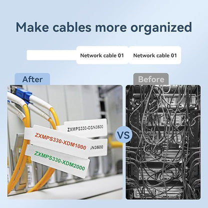 NIIMBOT Thermal Transfer Cable Labels 0.49" x 4.29", Only for B18 Label Maker, PET Material, Waterproof and High-Temperature Resistance, Long Storage Time, 1 Roll of 60, White