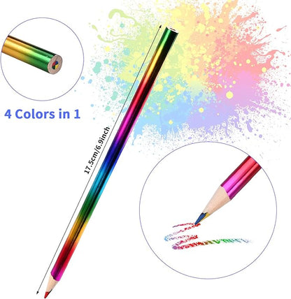 GOLDGE 40pcs Rainbow Pencils (NOT pre-sharpened), 4 Color in 1 Rainbow Colored Pencils for Kids, Art Supplies, Coloring Pencils, Gifts for Students