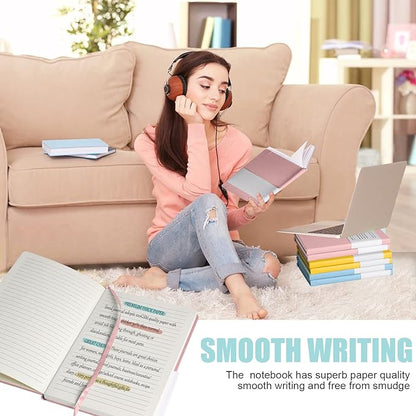 Lined Journal Notebook, 6Pack(pink), 160 Pages, Medium 5.7 inches x 8 inches - 100 gsm Thick Paper, Hardcover