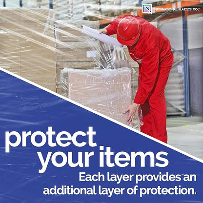 80 Gauge Plastic Stretch Film/Wrap with Tension Handles 1200ft 500% Stretch Clear Cling Durable Adhering Packing Moving Packaging Heavy Duty Shrink Film (18", 1)