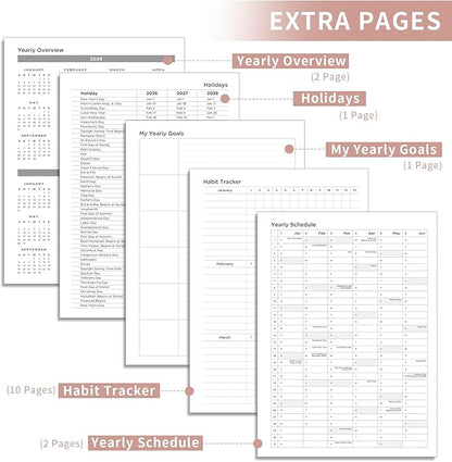 AHGXG 2026 Planner, Weekly and Monthly, Large A4 8.5"x11", Planner 2026-2027, Calendar 15-Months Jan 2026 - Mar 2027, Vegan Leather Softcover, Inner Pocket, Rose Gold